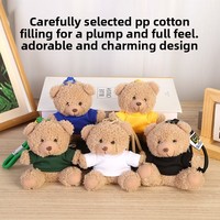 Joli petit ours en peluche avec logo personnalisé, porte-clés, pendentif, rembourrage en coton PP, matériau polyester, accessoires unisexes, breloque de sac