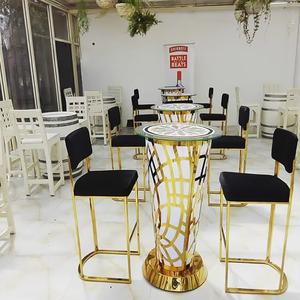 <strong>Led</strong> Nightclub <strong>Table</strong> Round Stainless Steel Gold Outdoor bar Party <strong>Table</strong> - Product Image 4