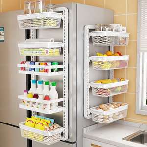 卸売3層金属省スペース壁掛け調節可能なハンギングバスケットスパイス棚オーガナイザーキッチン冷蔵庫用 - Product Image 2