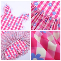 Tiaose – robe à carreaux et à fleurs pour filles, manches à volants, jupe à plusieurs niveaux, douce et légère, pour l'été, vêtements de jeu en plein air