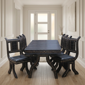 Ensemble de table à manger en bois traditionnel avec 4 chaises, style antique, mobilier de maison, design durable pour hôtel, maison, restaurant, vente en gros - Product Image 5