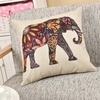 Housse de coussin de canapé en lin éléphant personnalisée impression numérique housse de coussin de voiture en lin décoration de la maison