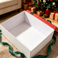 Boîte cadeau rigide en papier en deux parties pour Noël, personnalisée, avec ruban, pour emballage de cadeaux de Noël