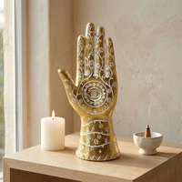 Statue en résine dorée florale style bohème pour méditation spirituelle, décoration d'autel ou de table, cadeau de pendaison de crémaillère