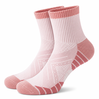 Chaussettes de sport pour femmes, chaussettes de sport respirantes, couleur contrastée rose et blanc, chaussettes de course athlétique, douces et confortables