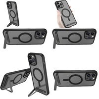 Casing Transparan Anti Benturan Magnetik dengan Penyangga untuk iPhone 15 14 13 12 Plus 11 16 Pro Max 17 Air, Aksesoris Elektronik