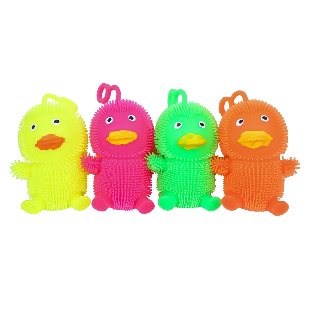 Squish Toy LED Light Up Glowing Animal Big Yellow Duck Puffer Stress Balls Custom Logo Relief Toys For Adults