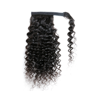 Queue de cheval en cheveux humains bouclés longs de 22 pouces, extensions de cheveux naturelles avec patchs pour queue de cheval pour femmes