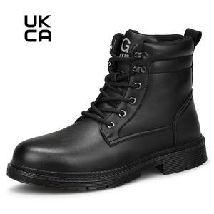 Bottes de sécurité montantes GUYISA tendance, semelles en caoutchouc résistantes à l'usure, imperméables, en cuir microfibre, avec embout en acier - Product Image 1