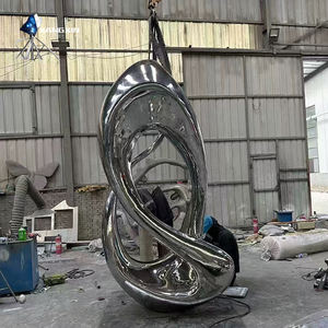 Escultura Irregular personalizada-Escultura de <span class=keywords><strong>piscina</strong></span> de acero inoxidable con espejo con anillos entrelazados (característica de agua urbana moderna) - Product Image 4
