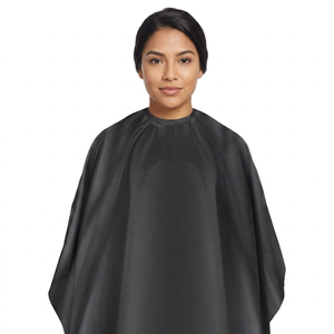 Cape de coiffure réglable en nylon imperméable et résistante aux taches, confortable, noire, en polyester, résistante à l'eau - Product Image 2