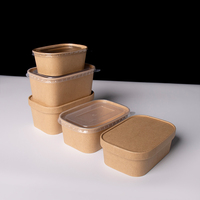15 Wegwerp Voedselcontainers Meal Prep Set Rechthoekige Kraft Afhaalkartonnen Dozen met Deksels OEM Aangepaste Logo Groothandel Eco Voedselbox