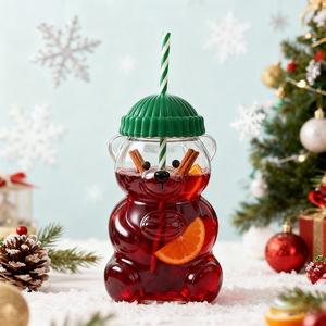 Jarra Mason con Asa, Vaso para Beber Bebidas, Jarras Mason Reutilizables <span class=keywords><strong>de</strong></span> 500 ml, Vaso para Beber Leche, Jugo, Oso, para el Verano - Product Image 3