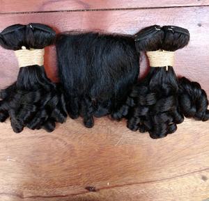 Nuevos estilos fumi pelo rizo del <span class=keywords><strong>huevo</strong></span> pixie rizos paquetes de armadura del pelo humano con <span class=keywords><strong>el</strong></span> cierre de visón brasileño de la Virgen de la extensión del pelo humano - Product Image 4