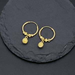 Boucles d'oreilles créoles épaisses JXX pour femme, nouveau bijou élégant en laiton plaqué or avec motif clochette en forme de cœur, tendance pour mariage ou cadeau - Product Image 2