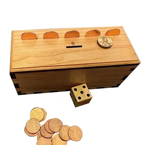 Penny Game Fun Board Works with Get Rid of Coins to Win Coin Drop Wood Box Simple Strategic Dice