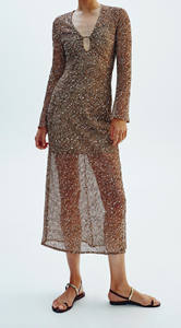 Abbigliamento donna MYST & ZA 2025 estate nuova moda elegante <span class=keywords><strong>abito</strong></span> <span class=keywords><strong>Midi</strong></span> con scollo a V a maniche lunghe 3618862 - Product Image 2