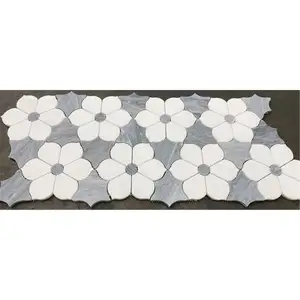 Azulejo de mosaico de flores de piedras de mármol blanco personalizado para decoración de salpicaduras de suelo de cocina de baño