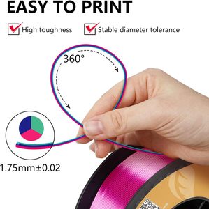 Kingroon PLA Filament pour imprimante 3D 10 rouleaux de filament PLA en soie triple couleur, précision dimensionnelle +/- 0.03mm bobine de 10kg (22lbs), - Product Image 4