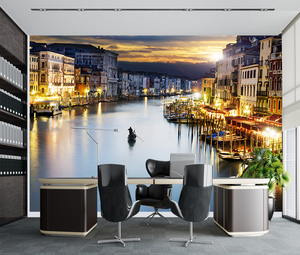 Paysage urbain européen Murale auto-adhésive pour la décoration intérieure Canal de Venise <span class=keywords><strong>Papier</strong></span> <span class=keywords><strong>peint</strong></span> coucher de soleil facile à appliquer - Product Image 1