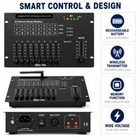 Contrôleur DMX sans fil 24 canaux DMX512 2.4G 300m, console d'éclairage de scène avec batterie intégrée, fader MASTER pour fêtes, mariages, bars