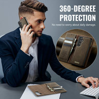 Funda Cartera CaseMe de Cuero PU con Carga Inalámbrica y Protección RFID para S25/S24/S23 con Tarjetero Extraíble