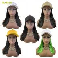 Perruque chapeau tressé jaune de 16 pouces, vente en gros d'usine, perruque synthétique réglable pour femmes, coiffure quotidienne