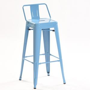 Taburete de Barra de Altura Media de Metal, 65-75 cm, Blanco, Apilable, Sillas de Metal, Fábricas, Sillas de Barra Altas con Respaldo Alto para Cocina - Product Image 4