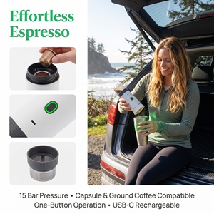 Cafetera Automática Portátil a Batería con Sistema de Cápsulas de Acero Inoxidable, Capacidad de 0.5L - Product Image 3