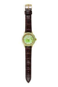 Montre de luxe pour homme en jade vert, lunette en cristal, bracelet en cuir, chiffres romains, quartz, étanche, personnalisable - Product Image 5