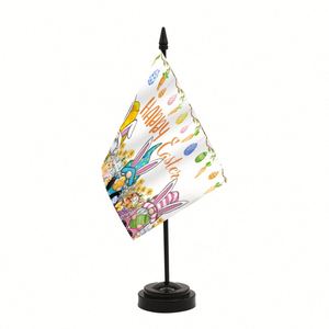 Drapeau à thème de Pâques 14x21cm avec base pour la décoration de table ou de bureau Impression numérique - Product Image 1