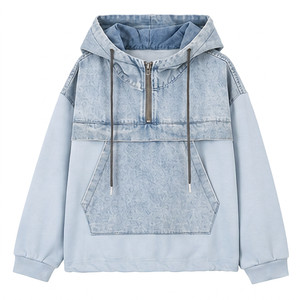 เสื้อฮู้ดเดนิมคุณภาพพรีเมียมสำหรับผู้ชายพร้อมกระเป๋าจิงโจ้ - Product Image 1
