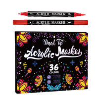 Marqueurs de peinture acrylique 48 couleurs, double embout, non toxiques et séchage rapide, pointe pinceau souple, stylo acrylique pour le dessin des enfants