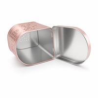 Boîte en fer blanc personnalisée en forme de D, couleur or rose, pour sachets aromatiques, bijoux, bonbons et cadeaux – Emballage métallique décoratif