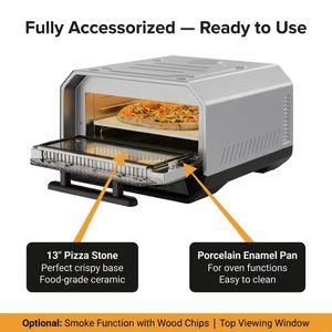Horno de <span class=keywords><strong>Pizza</strong></span> HY-602 de 13 Pulgadas y 1800W, Estilo <span class=keywords><strong>Chicago</strong></span>, Eléctrico, con Doble Ventana y Función de Ahumado, CE ETL OEM/ODM - Product Image 4