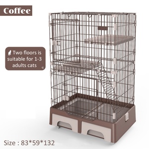 Wholesale 3-Layer Metal Large Universal Wheel Removable Stainless Steel Wire <b>Cat</b> House <b>Cage</b> With Litter Box and Storage Box - Product Image 4