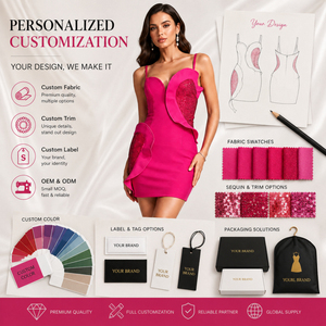 Robe mini sexy en forme de cœur rouge rose à volants pour femmes, robe de soirée scintillante à paillettes, <span class=keywords><strong>tenue</strong></span> d'anniversaire - Product Image 5