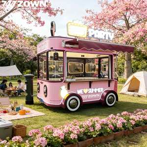 Carrito de Comida Eléctrico para Parque de Diversiones Infantil, Construcción de Acero Inoxidable, Forma Encantadora, Carrito de Aperitivos Móvil para Parque Infantil o Parque Temático - Product Image 1