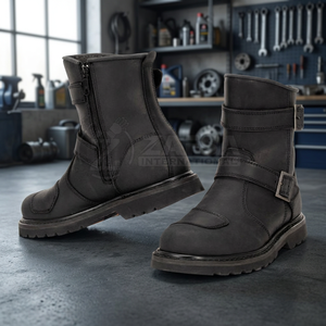 Bottes de moto mi-mollet en cuir véritable légères pour l'hiver, avec fermeture éclair, pour motos Chopper – Vente en gros - Product Image 3