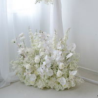 Arco Floral Blanco Estilo Europeo para Bodas, Arreglo de Flores de Seda para Escenario de Boda, Fondo de Bienvenida con Panel KT y Decoraciones para Ceremonia