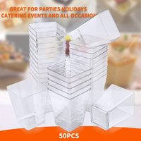 Cup Plastik PS Persegi Transparan Sekali Pakai MingYu Terlaris, Food Grade, untuk Mousse, Dessert, Puding, dengan Tutup, Warna Dapat Disesuaikan, Dinding Tunggal