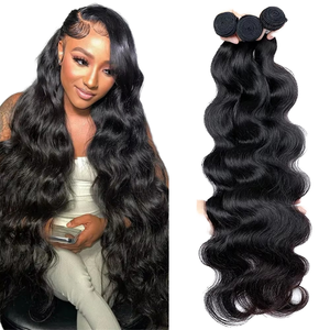 Extensiones de Cabello Humano Remy Indio a Granel, Ondulado, con Puntas Completas, Doble Trama a Máquina, Negro - Product Image 1