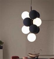 Nouveau concepteur nordique créatif Restaurant Bar lampe Simple modèle chambre lampe café noir et blanc boule bulle pendentif lumière