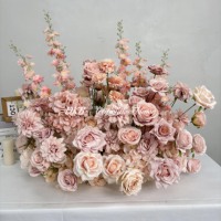 Bunga persik dekorasi panggung pernikahan, buket bunga lantai dekorasi pernikahan warna persik pink 70cm