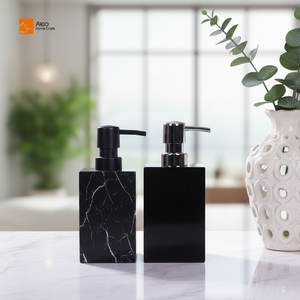 Dispensador de Jabón, Loción o Champú AELO, Moderno, Cuadrado, Blanco y Negro, de Poliresina Reciclada, Fácil de Limpiar, para Baño - Product Image 4