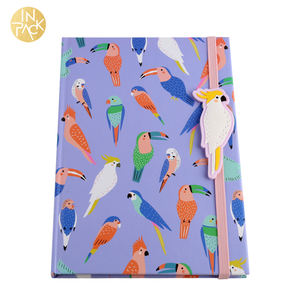 Nella confezione taccuino personalizzato Portatil cartonato con copertina rigida grazioso uccello stampato con chiusura IN gomma elastica - Product Image 5