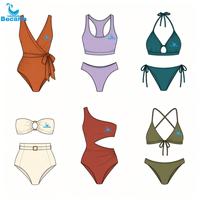 Ensemble de bikini 3 pièces style Spicy Girl décontracté à rayures, bleu clair, avec haut triangle dos nu et cache-maillot en maille, maillot de bain de vacances