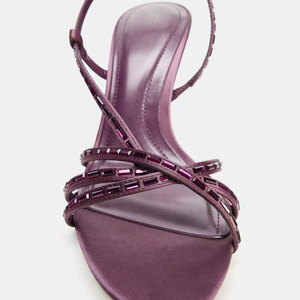 ZA2026 Nuova Collezione Primavera/Estate, Scarpa con Tacco a Spillo, Punta Affusolata, Decorata con Cinturino Incrociato, Applicazione Metallica e Strass Brillanti - Product Image 2