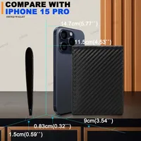 Dompet kartu kredit serat karbon pria, dompet kulit lipat tiga mode mewah untuk pria, tempat kartu Bank, tas dompet kecil
