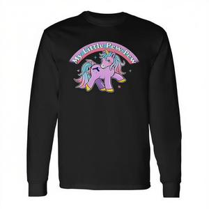 T-shirt à manches longues My Little Pew-Pew Unicorn pour adulte, unisexe, noir, avec motif graphique - Product Image 2
